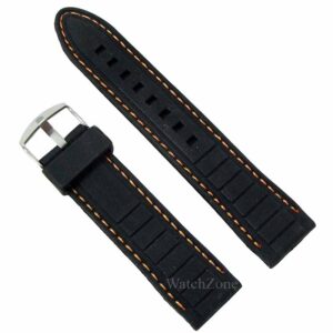 Curea Ceas Silicon Negru Cusatura Orange 22mm WZ1948