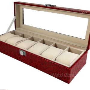 Cutie Depozitare Ceasuri Rosie 6 Spatii