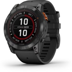 SmartWatch Garmin Fenix 7X Pro Solar, Glass, curea Neagra, Slate Grey