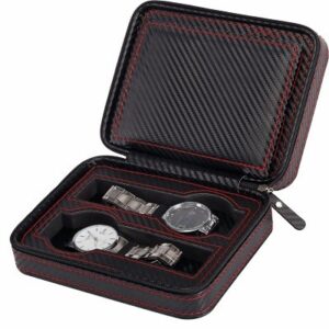 Caseta Transport Ceasuri 4 Spatii Negru Carbon