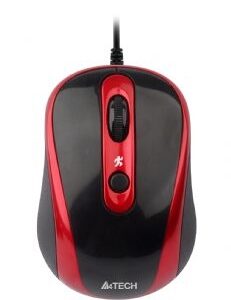 Mouse Optic USB A4TECH V-Track (N-250X-2), Black/Red, wired cu 3 butoane si 1 rotita scroll, rezolutie 1000-2000dpi si cablu 60cm