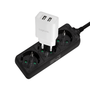 PRELUNGITOR LOGILINK, Schuko x 3, cablu 3G 1.5mm2, 230 V/16 A, 50 Hz, max. 3500 W, IP20, 1.5m, negru, "LPS205B" (timbru verde 0.8 lei)