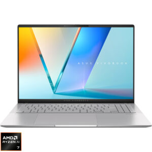 Laptop ASUS 16'' Vivobook S 16 OLED M5606KA, 3K 120Hz, Procesor AMD Ryzen™ Al 7 350 (16M Cache, up to 5.0 GHz), 24GB LPDDR5X, 1TB SSD, AMD Radeon 860M, No OS, Cool Silver