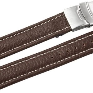 Curea Ceas Piele Naturala Maro Deployant Cusatura Alba 16mm 18mm 20mm 22mm 24mm 8162702001