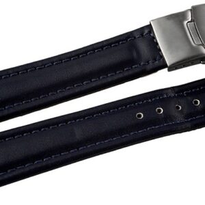 Curea Ceas Piele Naturala Albastra Deployant 16mm - 24mm 816230300018