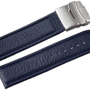 Curea Ceas Piele Naturala Albastru Mat Deployant 16mm 18mm 20mm 22mm 24mm 8162303001