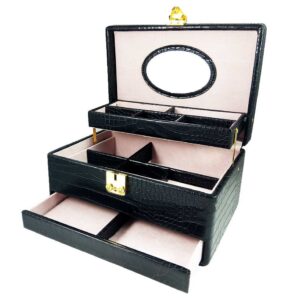 Caseta Bijuterii Piele Ecologica Rosie / Roz / Maro / Neagra / Visinie Ruxandra WZ2068