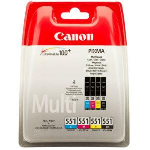 Cartus cerneala Original Canon CLI-551MULTI Color, compatibil IP7250/MG5450/MG6350, 4 x 7 ml (BS6509B009AA)