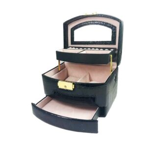 Caseta Bijuterii Piele Ecologica Lavinia Neagra / Rosie / Maro / Visiniu / Violet- Z2073