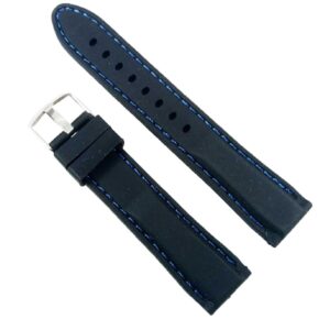 Curea Ceas Silicon Negru Cusatura Albastra 20mm 22mm WZ2125