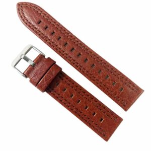 Curea Ceas Piele Naturala Maro 20mm, 24mm Cusatura Dubla WZ2157