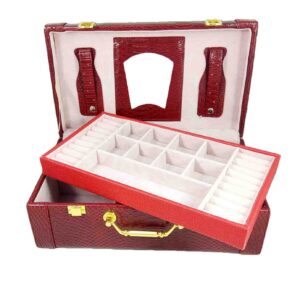 Caseta Bijuterii Tip Servieta Rosie / Neagra / Crem Maria WZ2168