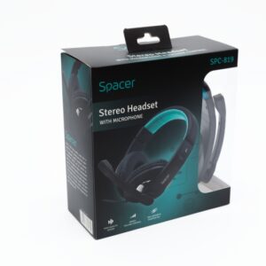 Casti SPACER cu microfon, stereo, jack 3.5mm, gaming, black (SPC-819)