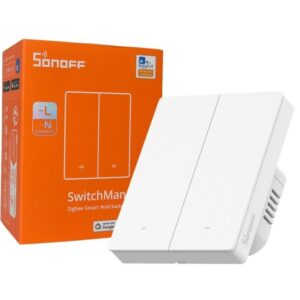 Intrerupator inteligent Sonoff ZBM5-2C-80W, 2 canale, 10A, Zigbee, Alb 6920075743043