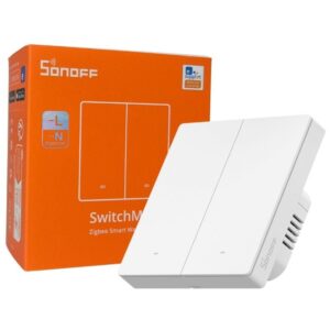 Intrerupator inteligent Sonoff ZBM5-2C-86W, 2 canale, 10A, Zigbee, Alb 6920075743074