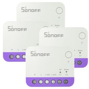 Set 4 relee smart WiFi pentru rulouri automatizate Sonoff MINI-RBS, 240W, 2.4 GHz, control aplicatie, compatibil Matter 6920075773330