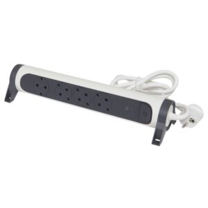 Prelungitor mobil Premium rotativ 4x2P+T SPD-Supratensiune si intrerupator 1,5m alb-negru Legrand 694507