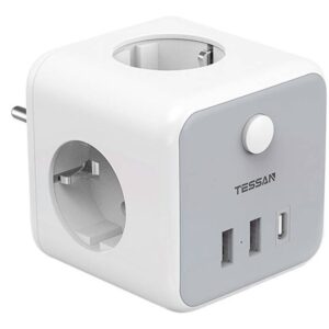 Prelungitor tip cub Tessan TS-301-DE-C, 3 prize, 2 X USB A, 1 X USB-C 6975799315397