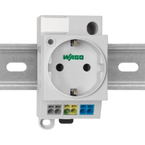 Priza pe sina DIN cu indicator de stare Led cu clema dubla push-in Wago 709-581, alba