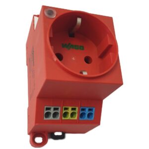 Priza pe sina DIN cu indicator de stare Led cu clema dubla push-in Wago 709-583, rosu