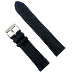 Curea Ceas Neagra Cusatura Albastra Piele Naturala 22mm WZ2279