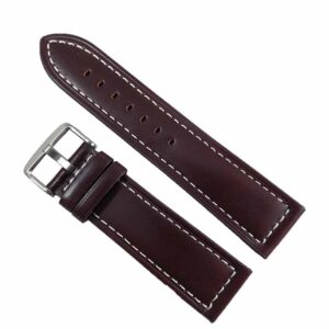 Curea Ceas Piele Naturală Maro Închis Cusătură Albă 18mm, 20mm, 22mm, 24mm - WZ2365