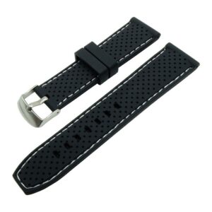 Curea ceas silicon negru cu puncte si cusatura alba 22mm 24mm WZ1027