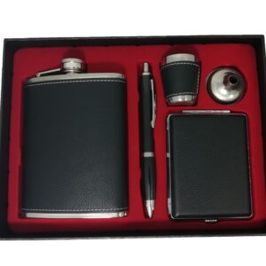 Set cadou - Ploscă, tabacheră, pahar shot, pâlnie și pix