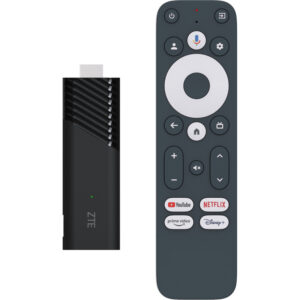 Media-player ZTE ZXV10 Stick, 4K Ultra HD, HDR, Google TV, Chromecast, Wi-Fi, Bluetooth, HDMI, 32 GB, Quad-Core, Telecomanda comenzi vocale, Black