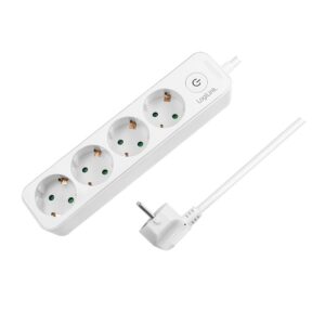 PRELUNGITOR LOGILINK, Schuko x 4, cablu 3G 1.5mm2, 230 V/16 A, 50 Hz, max. 3600 W, buton intrerupator iluminat, IP20, 1.5m, alb "LPS245" (include TV 0.80lei)