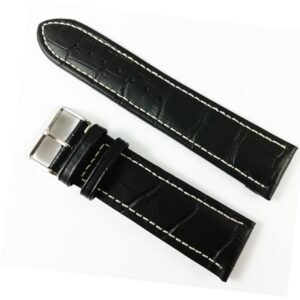 Curea Piele Neagră Imprimeu Crocodil - 16mm, 18mm, 20mm, 22mm, 24mm - WZ2688