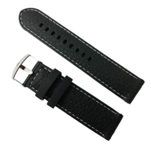 Curea Neagră Silicon, cusătură albă - 22mm