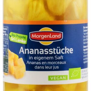 Ananas bio bucati in suc propriu, 350g Morgenland