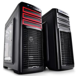 CARCASA DEEPCOOL ATX Mid-Tower,  2* 120mm RED LED fan & 3* 120mm fan (incluse), side window, fan controller, front audio & 1x USB 3.0, 2x USB 2.0, black & red 'KENDOMEN RD'