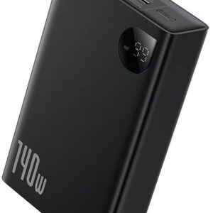 Baterie externa Baseus Adaman Digital Display, 24000 mAh, PD 140W, 2x USB-C, 1x USB, Black, posibilitate incarcare laptop