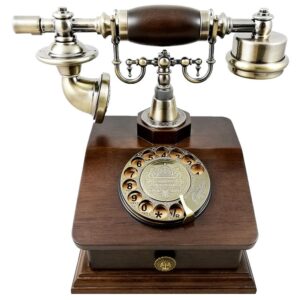 Telefon Vintage de Colecție TL-913Z – Eleganță Art Deco din Lemn și Alamă