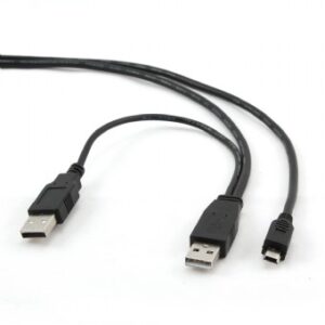 Cablu de date USB2.0, conectori dual USB A la mini USB 5PM, lungime cablu: 0.9m, bulk, Negru, GEMBIRD (CCP-USB22-AM5P-3)