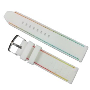 Curea ceas silicon alba, cusatura multicolora - 22mm WZ2856