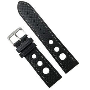 Curea de ceas din piele naturala neagra Carbon - 22mm WZ1992 N