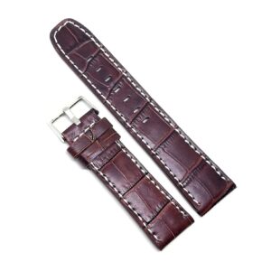 Curea Ceas „Cross-Grain Sport” C3025 – Piele Maro cu Cusătură Albă Contrastantă (18mm - 24mm)