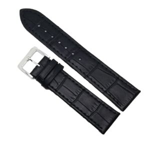 Curea Ceas „Croco Prestige” 7A1-N – Piele Naturală Neagră, Textură Crocodil (12mm - 22mm)