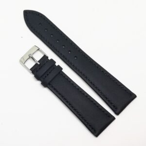 Curea Ceas „Obsidian Classic” 5F18-N – Piele Naturală Neagră, Cusătură Neagră (18mm, 20mm, 22mm)