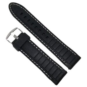 Curea Ceas Silicon Negru Cusatura Alba 22mm