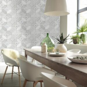 Tapet Komar Imitations 2 model geometric lavabil nuanțe de gri cod 6315-10 0.53m x 10m 50 mp/rola