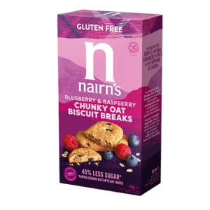 Biscuiti Pufosi Fara Gluten din Ovaz Integral cu Afine si Zmeura 160G Nairn's