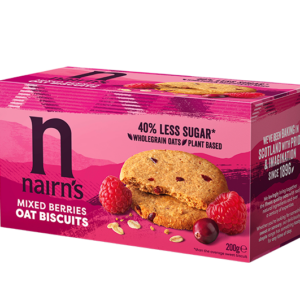Biscuiti din Ovaz Integral cu Fructe de Padure 200G Nairn's