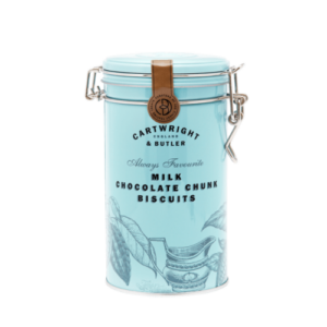 Biscuiti cu Ciocolata cu Lapte in cutie metalica 200g Cartwright & Butler