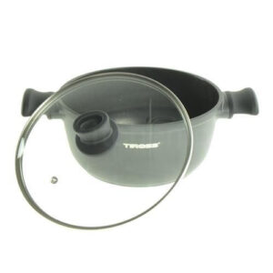 Oala invelis de marmura cu capac TS-1291, 24 cm, 4 L