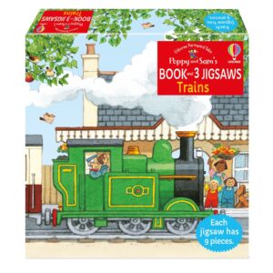 Set 3 Puzzle + Carte - Poppy and Sam's Book and 3 Jigsaws: Trains Usborne