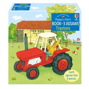 Set 3 Puzzle + Carte - Poppy and Sam's Book and 3 Jigsaws: Tractors Usborne
